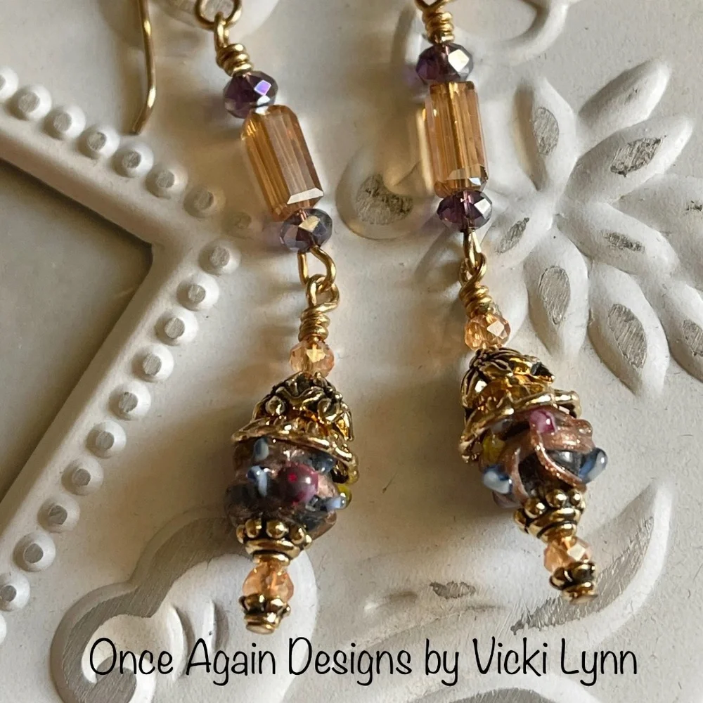 ARTISAN Earrings - “Take the Cake” Victorian Dangles - Picture 2 of 14